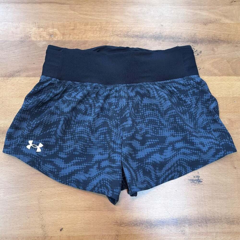 Under Armour Speedpocket Running Shorts XS Blue Black Patterned
